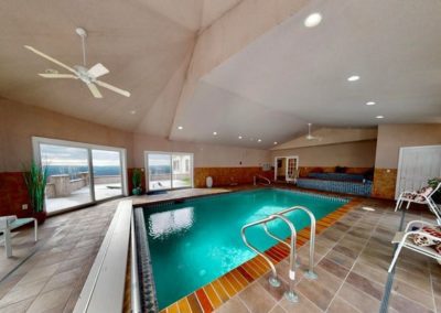 Inside pool with tiled floors